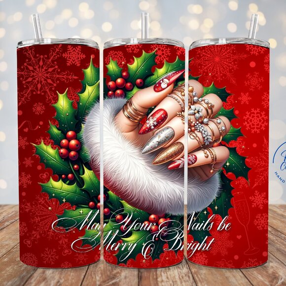 Christmas May Your Nails Be Merry And Bright, 20oz Stainless Steel Tumbler - Picture 1 of 7